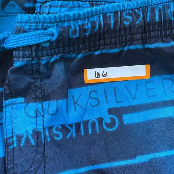 QUICKSILVER Men's Swim Board Short Drawstring Elastic Waist Side Pocket Blue - Picture 5 of 5